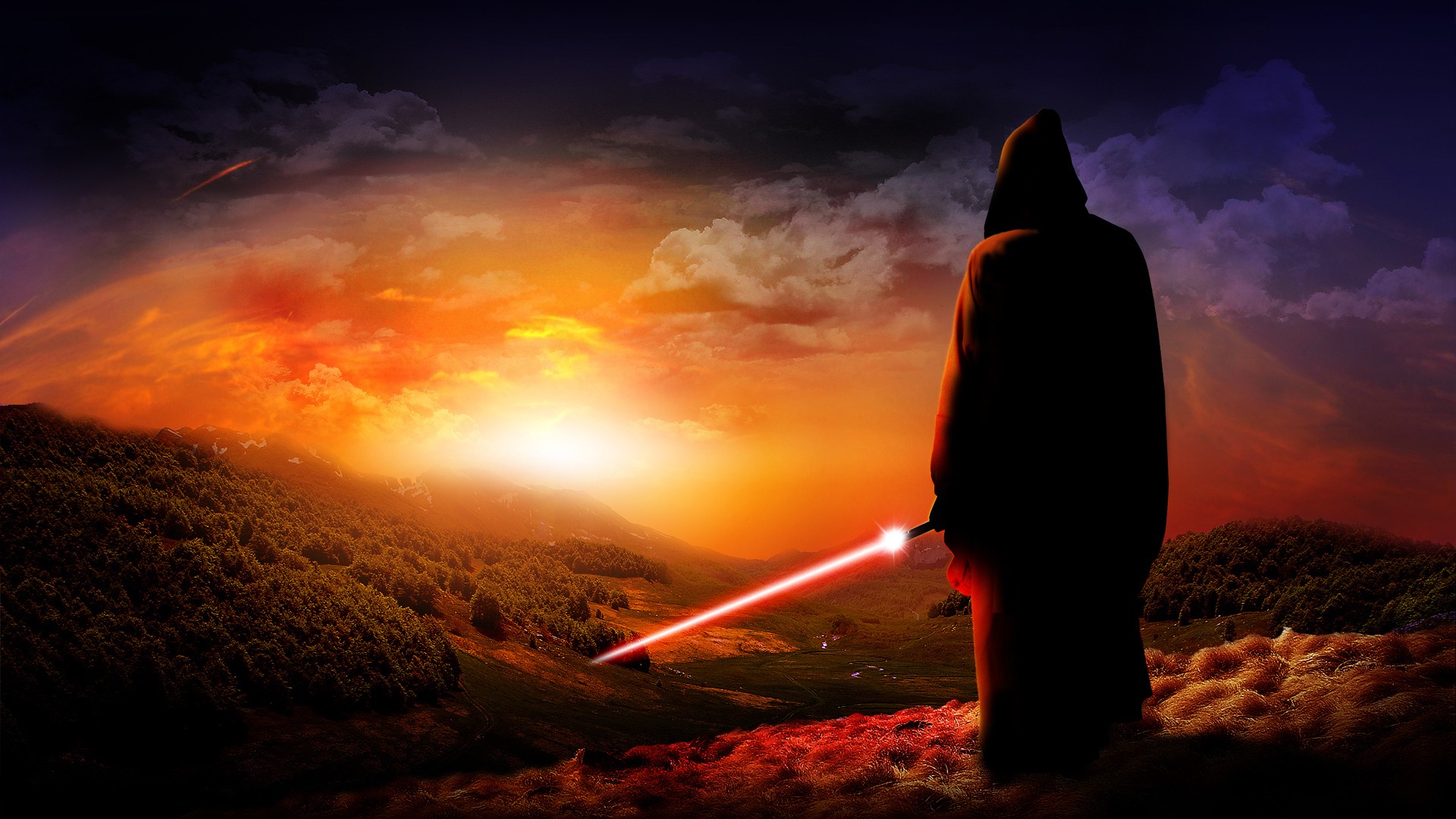 jedi sword sunset