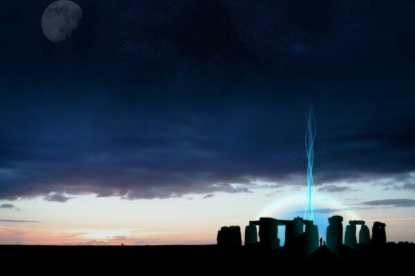 Un rayo de sol de Stonehenge al cielo