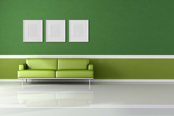 Habitación verde en estilo minimalista