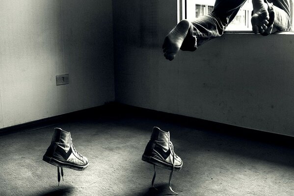 Shoes catching up with a window jumper