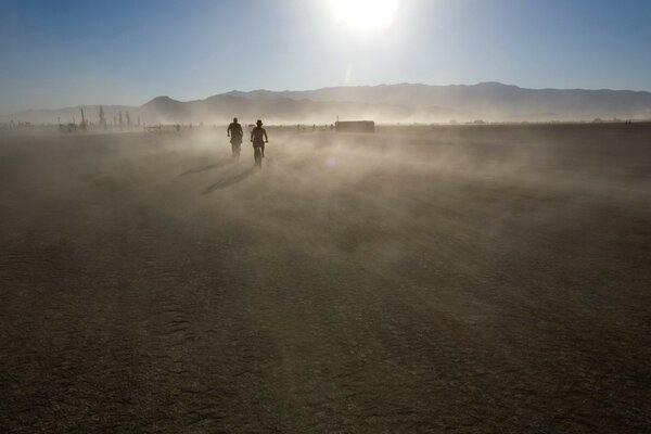 Dust storm under the scorching sun