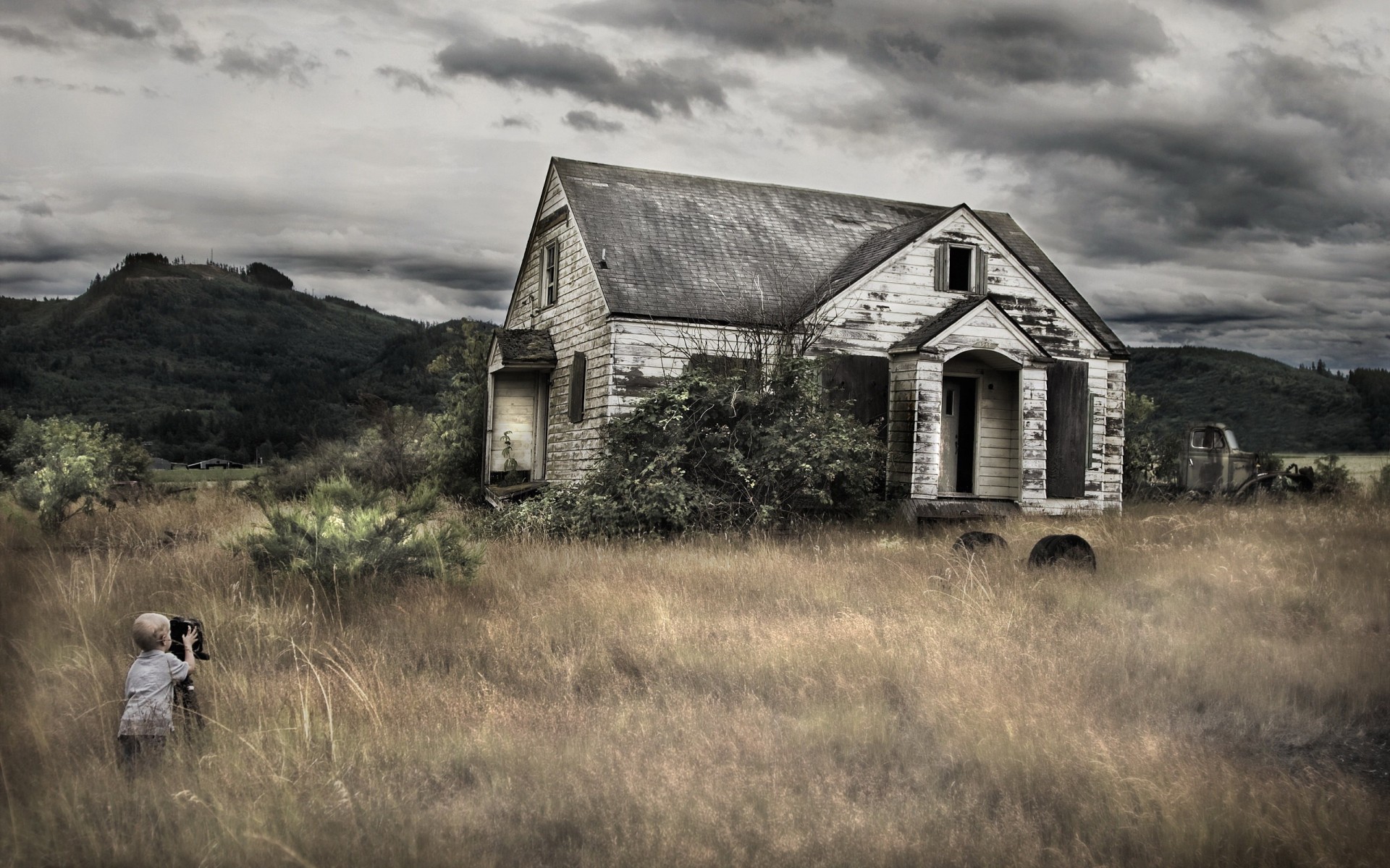 haus fotograf junge kamera gras