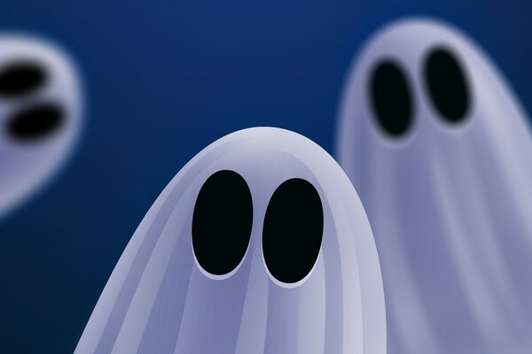 Funny cartoon ghosts with eyes