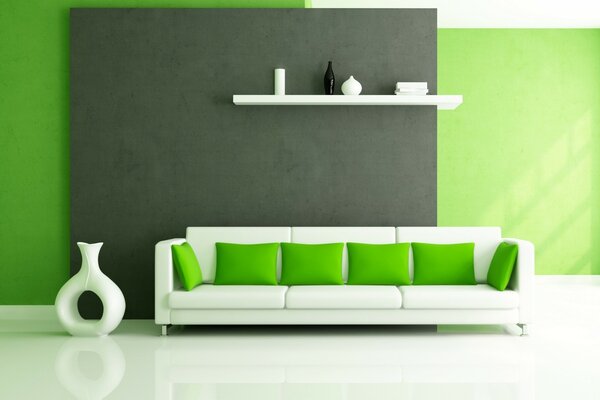 Estilo verde, blanco, gris