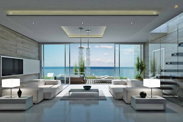 Modernes Design weißes Wohnzimmer Minimalismus