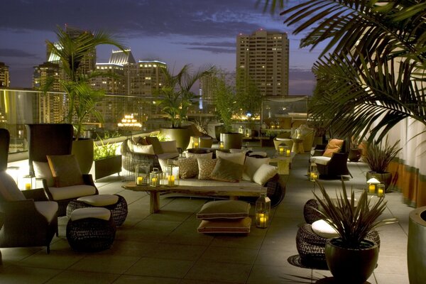 City terrace in a stylish San Diego penthouse