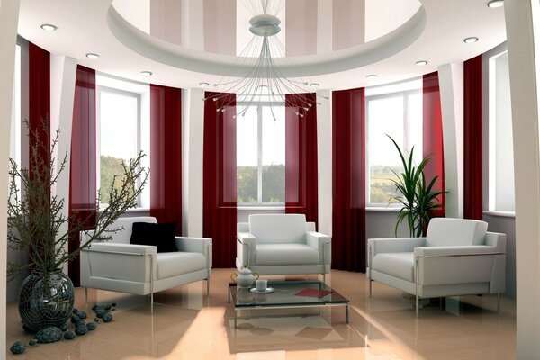 Bright living room with fashionable design