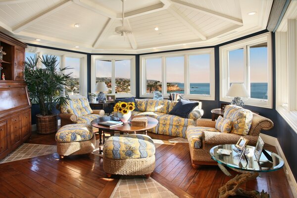 Living room with panoramic windows
