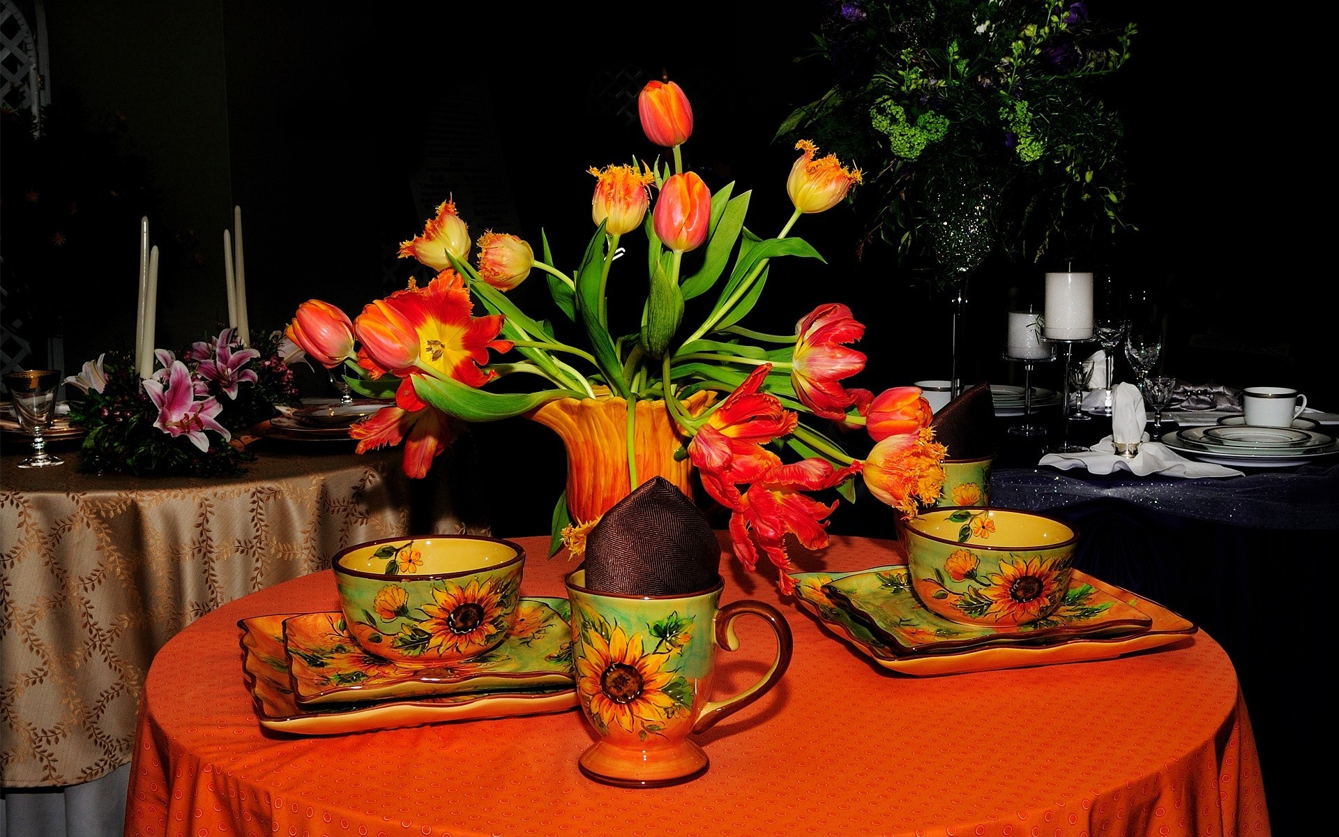 cups flower table