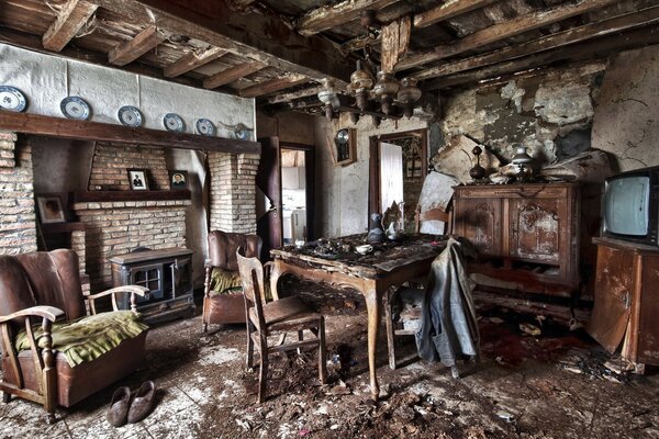 Abandoned house with old furniture