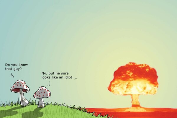 Dos hongos discuten explosión atómica