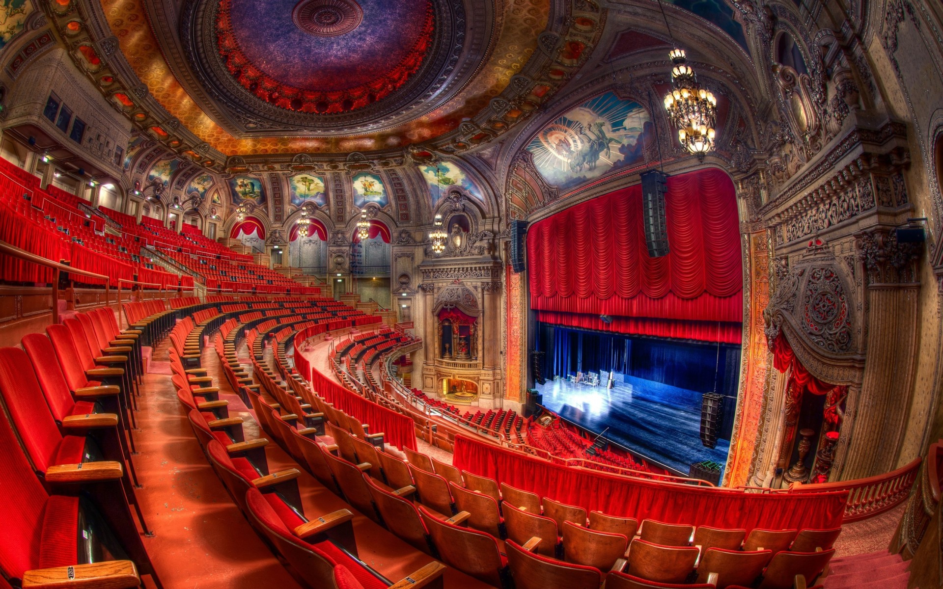 teatro chicago luz sillas escenario rojo belleza