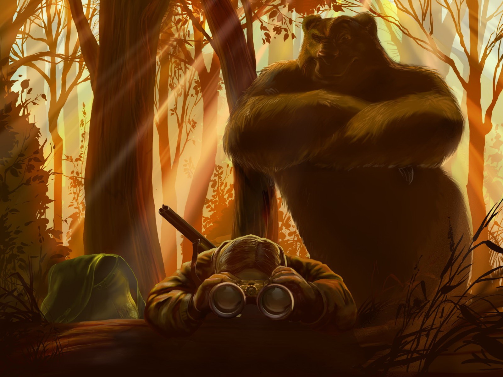 hunter bear forest glasse