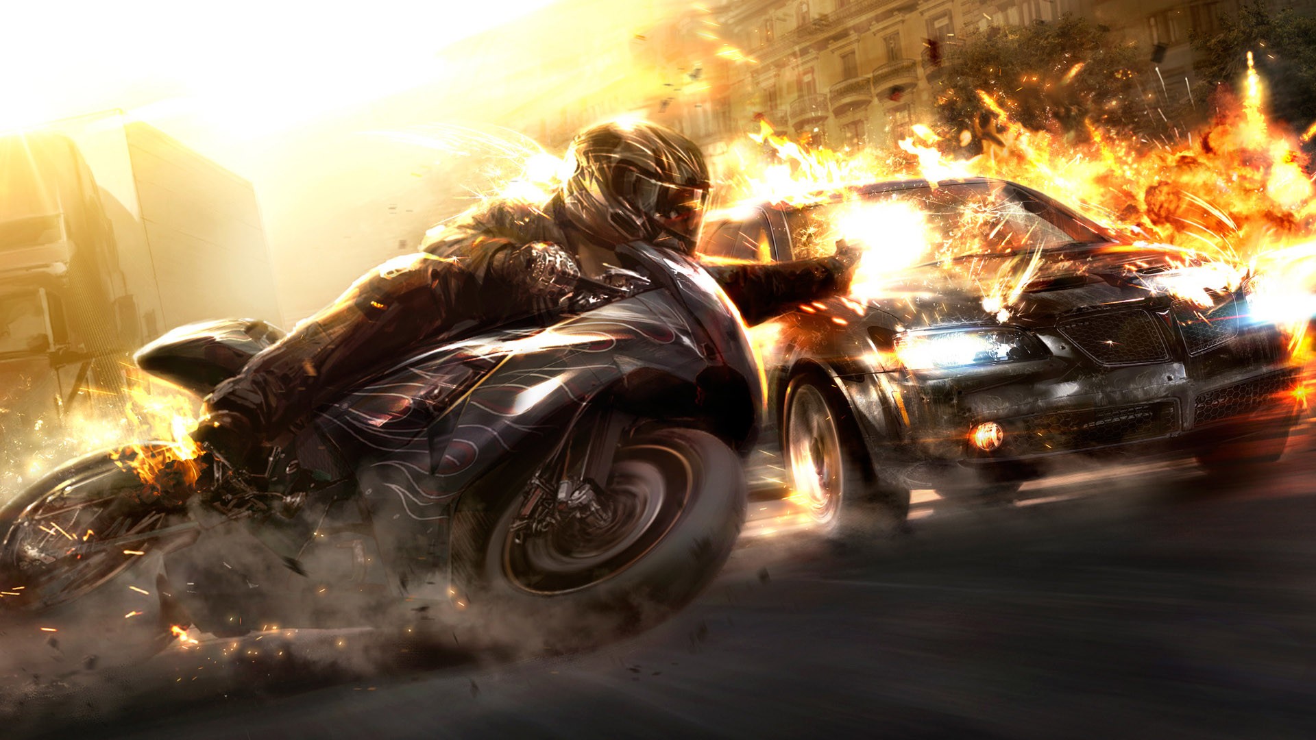 voitures motos explosion