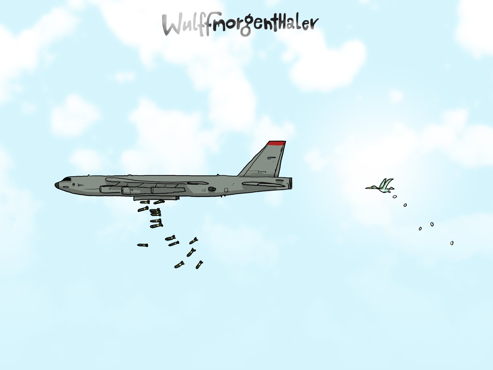 bombardero avión caricatura humor wulffmorgenthaler