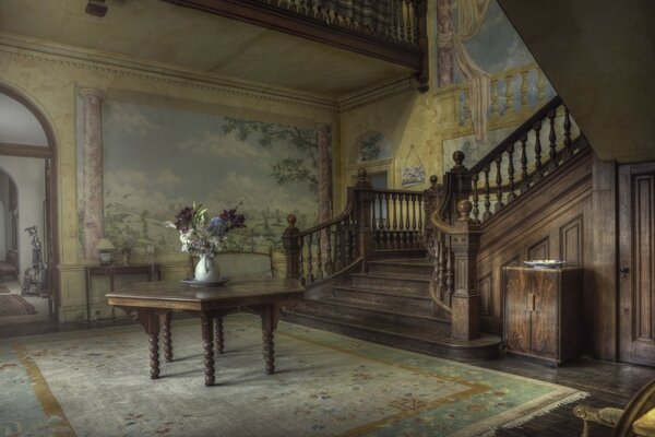 A room of a mansion outside the city