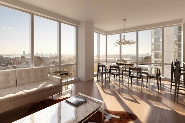 Bright city apartment with panoramic view