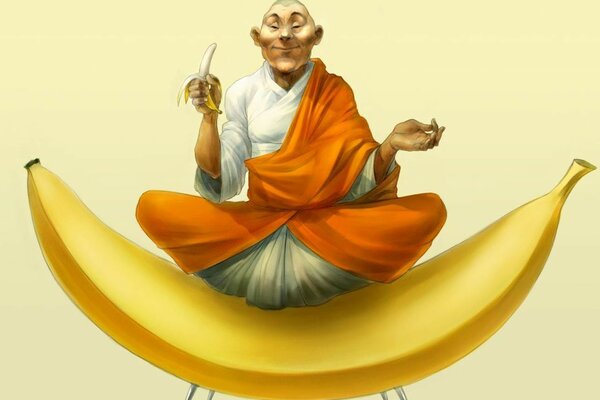 Rysunek poprawiający nastrój jogin na bananie