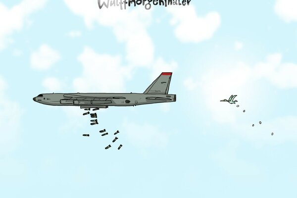 Immagine caricatura con aereo bombardiere