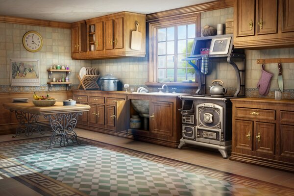 Bright Art kitchen in brown tones