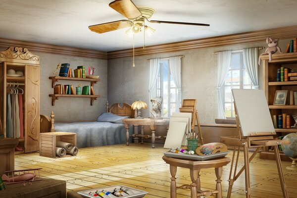 Projet de conception de chambre à coucher avec des livres