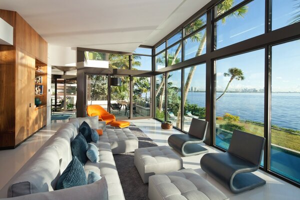 Glass veranda with stunning sea views