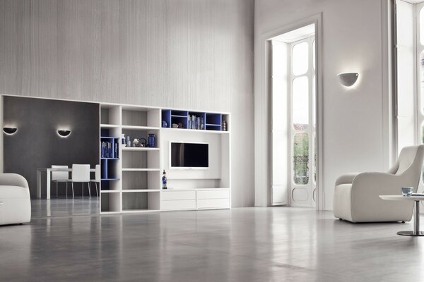 Interior minimalista en tonos grises