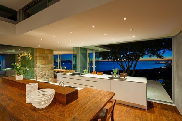 Cocina elegante junto al mar