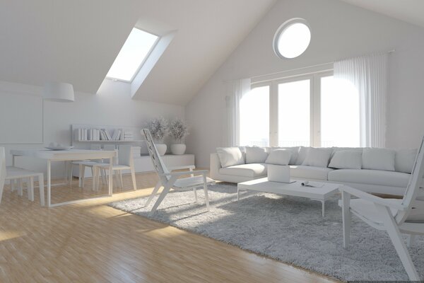 Stylish room in white tones