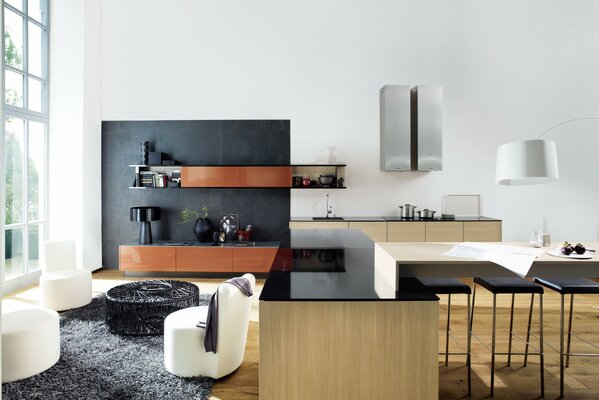 The kitchen is in a modern style. interior