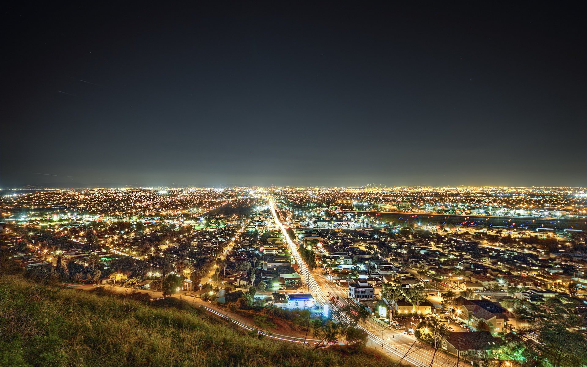 panorama miasto noc światła kalifornia niebo night lights usa california los angeles la