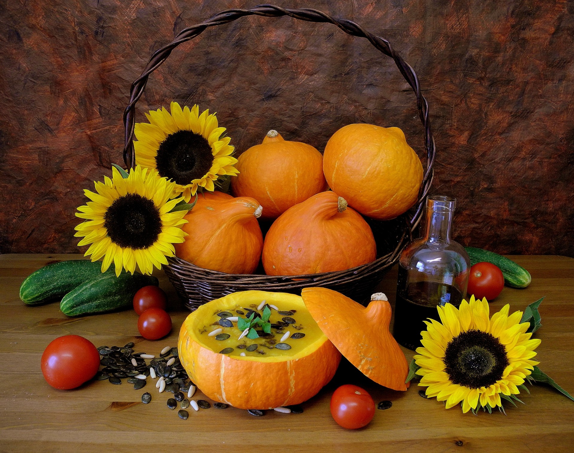 sopa calabazas semillas girasoles gas 24 cama pepinos