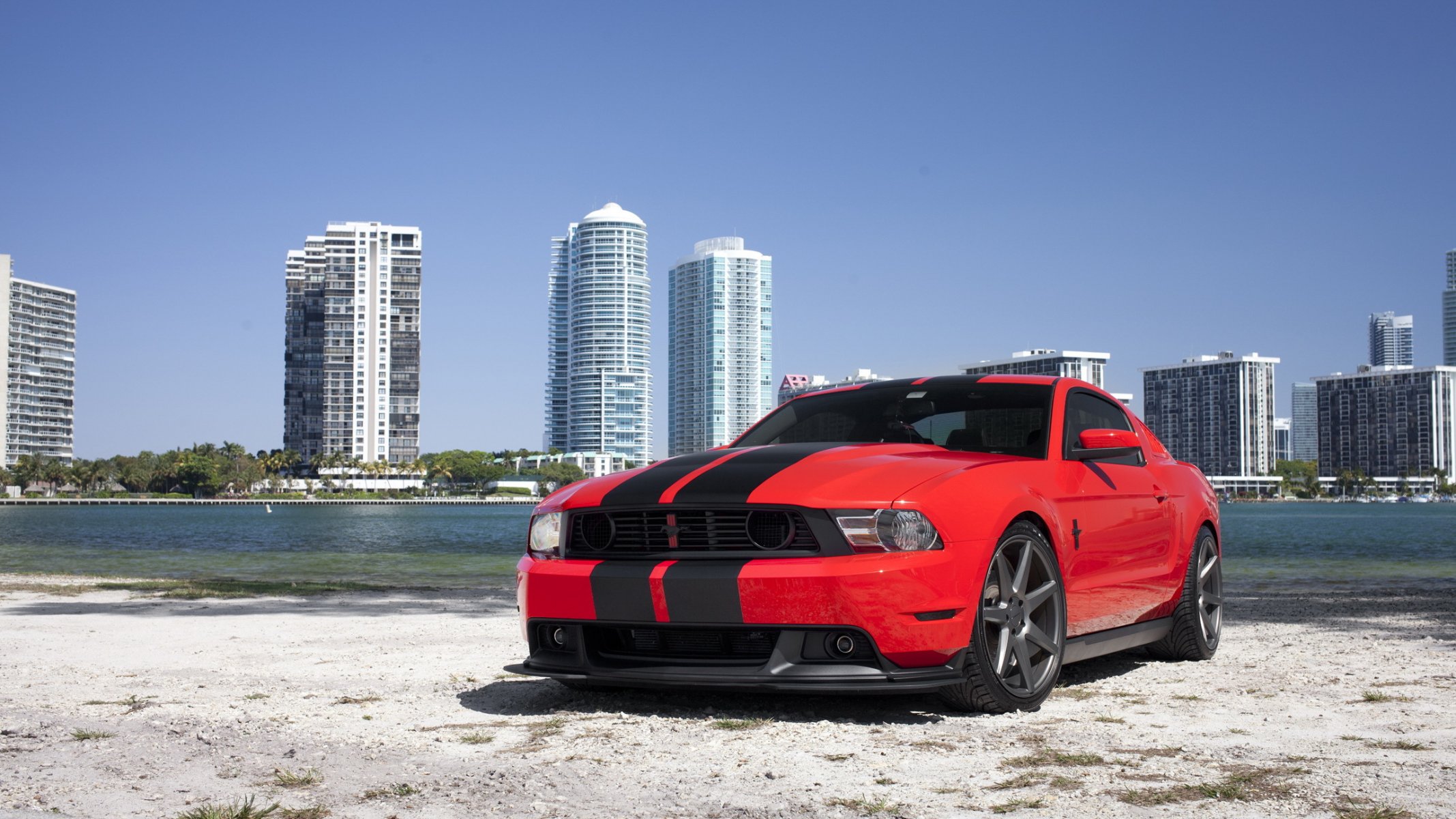 ford mustang red miami beach