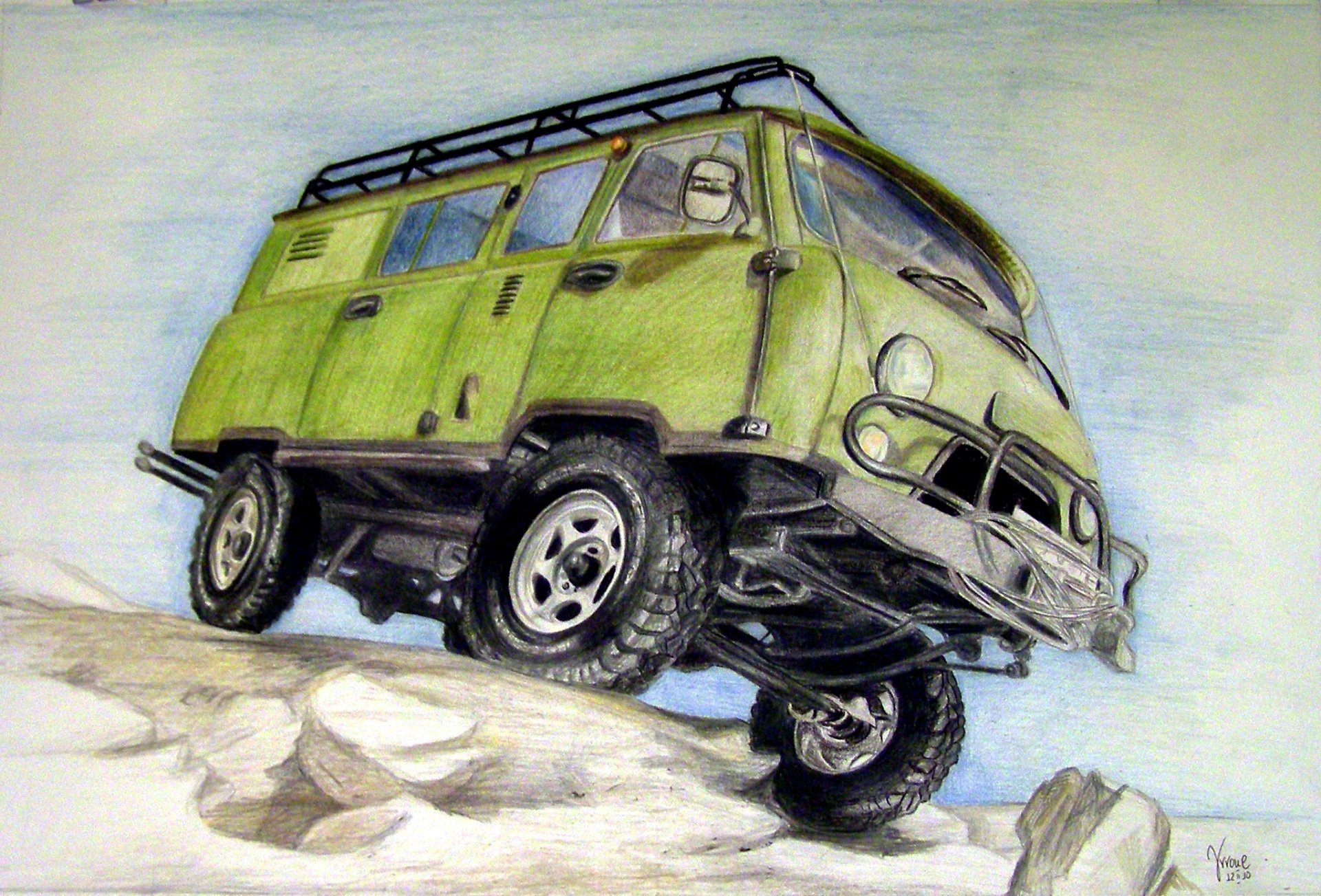 uaz-452 / uaz-3741 pagnotta compressa veicolo speciale per passeggeri trazione integrale fuoristrada a due assi con disposizione delle ruote 4×4 matite disegno