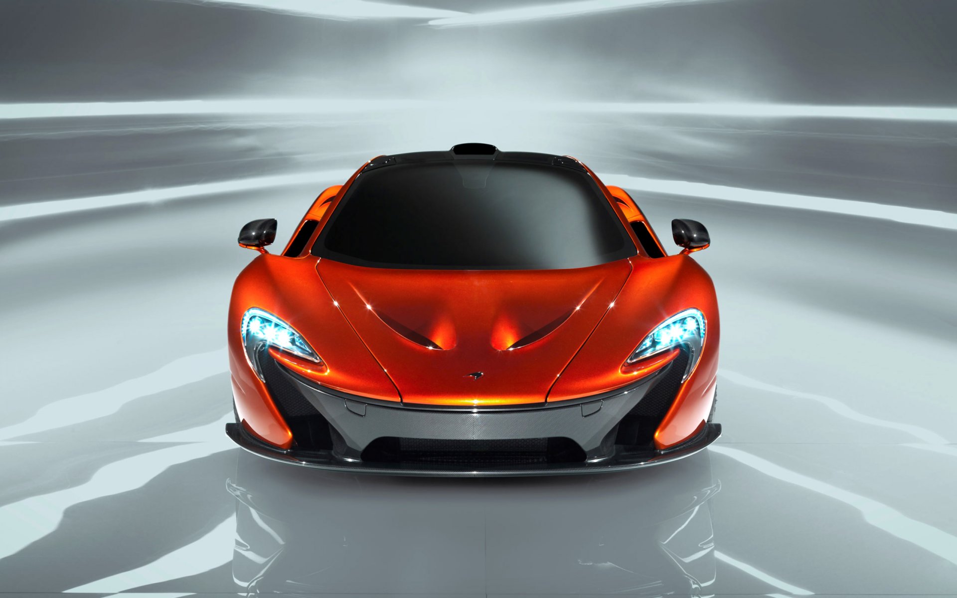 mclaren p1 car machine orange front light hood sports car