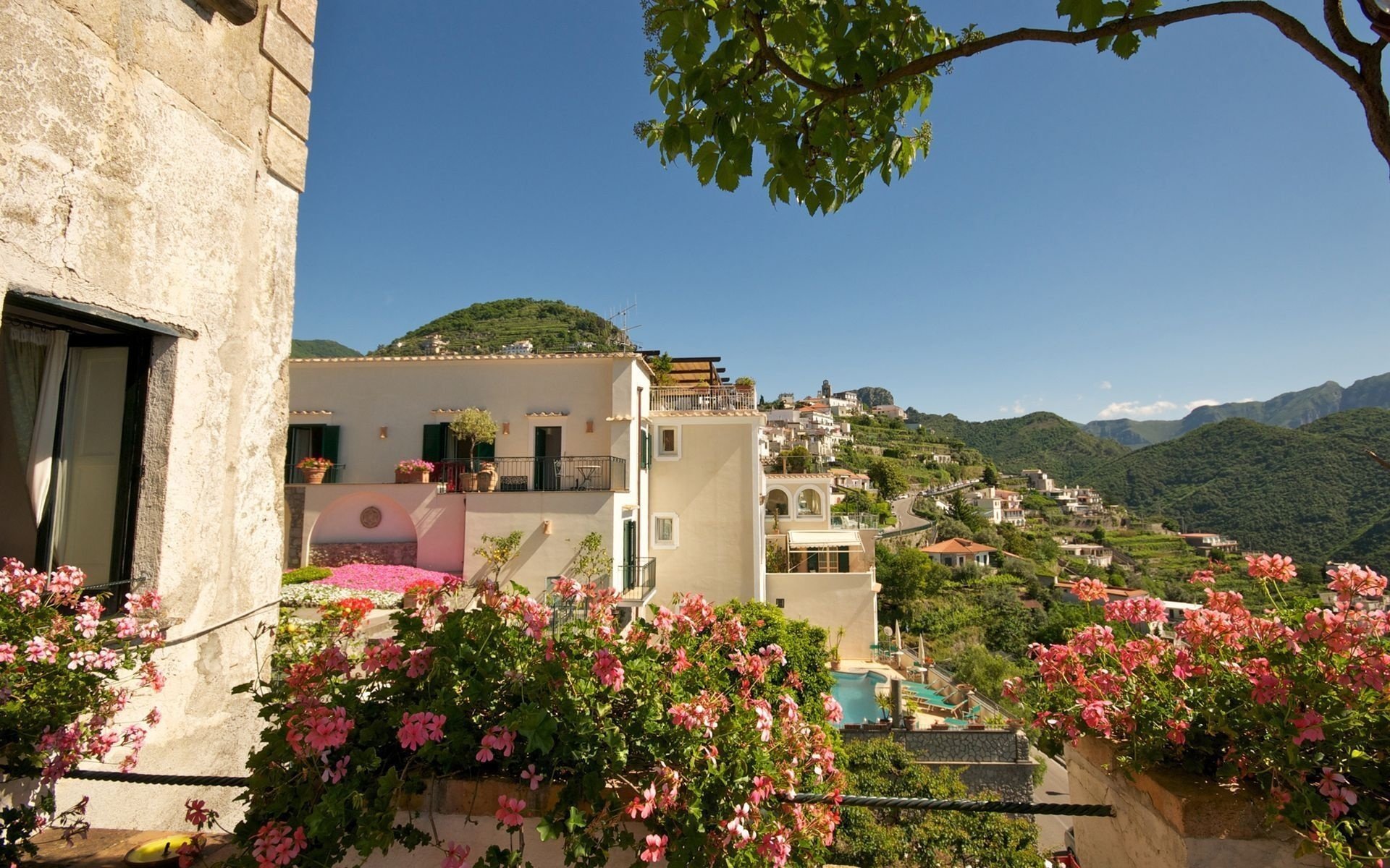 italy flowers houses italy mountain