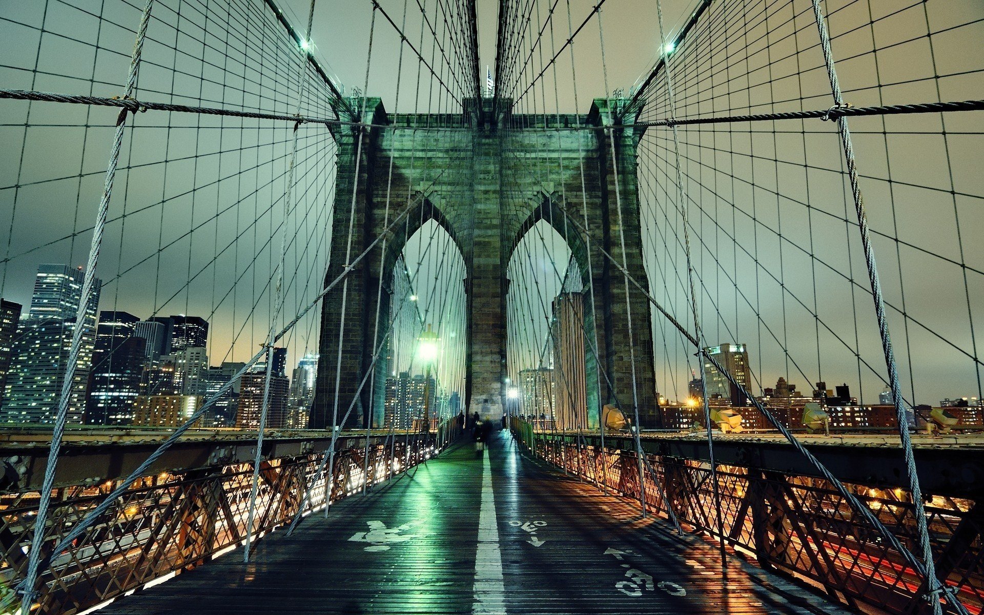 stadt nacht new york brücke lichter