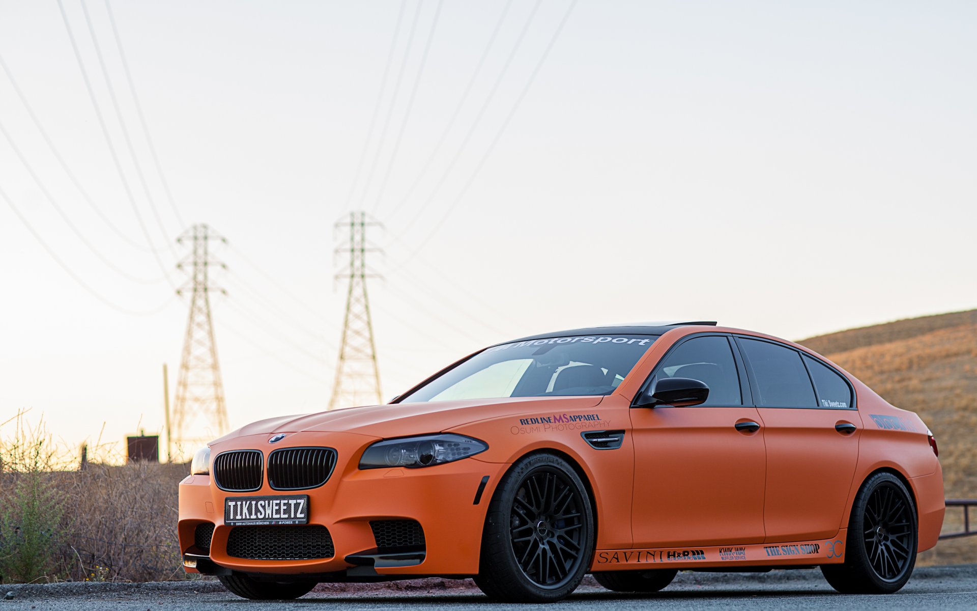 bmw m5 f10 matte orange bmw matte orange front view sky