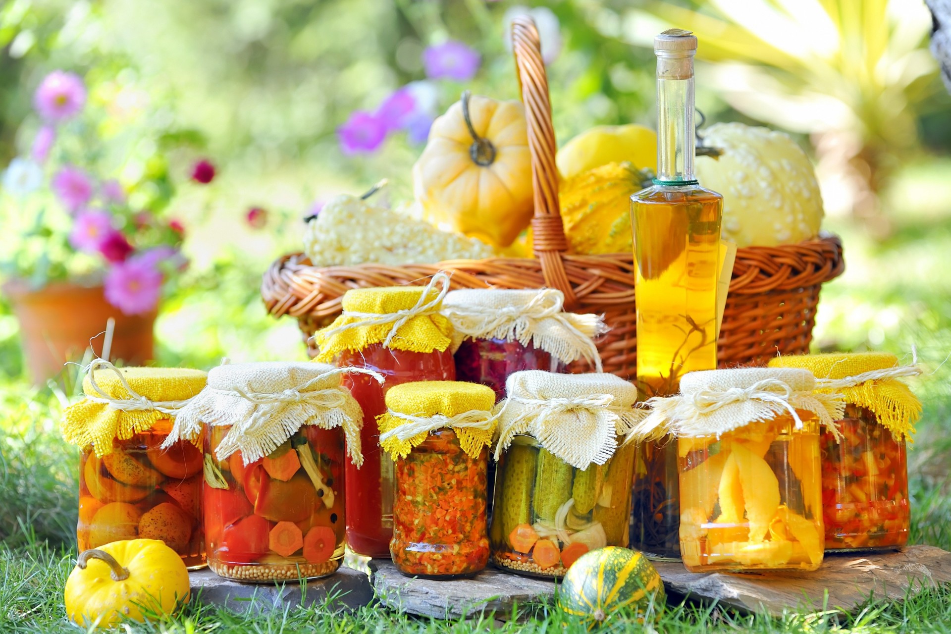 jars pumpkin flower pickles shopping cucumber