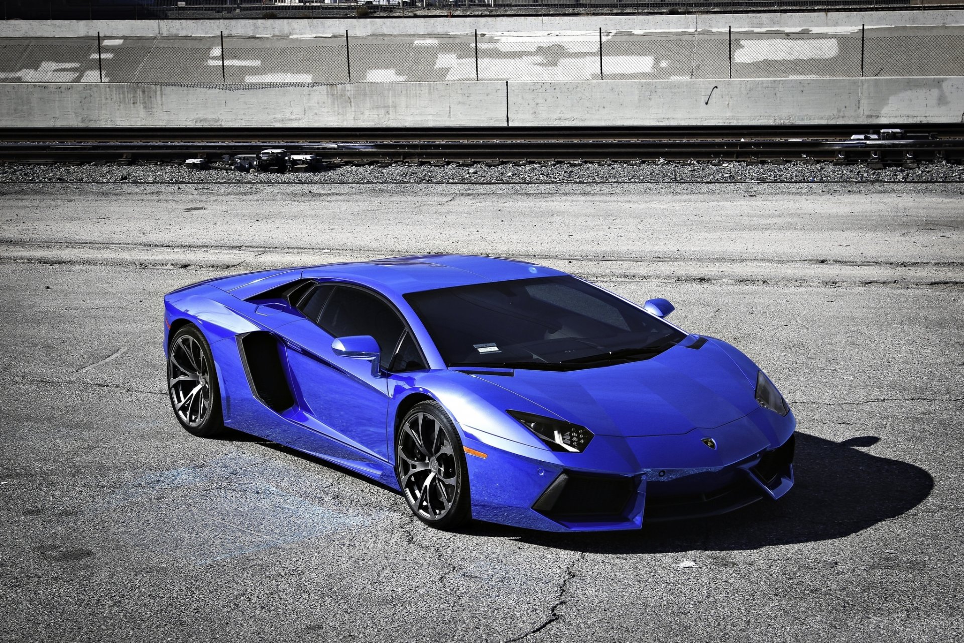 lamborghini aventador lp700-4 bleu lamborghini ombre chemin de fer