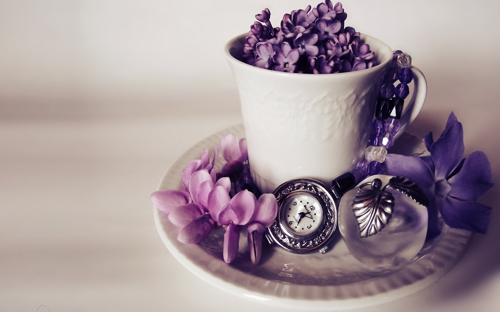 flowers mug souvenir watch apple lilac