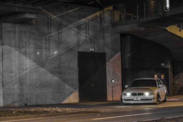 White bmw 740. Night trip