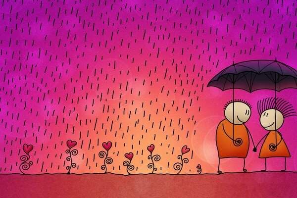 Paraguas de lluvia de amor romántico