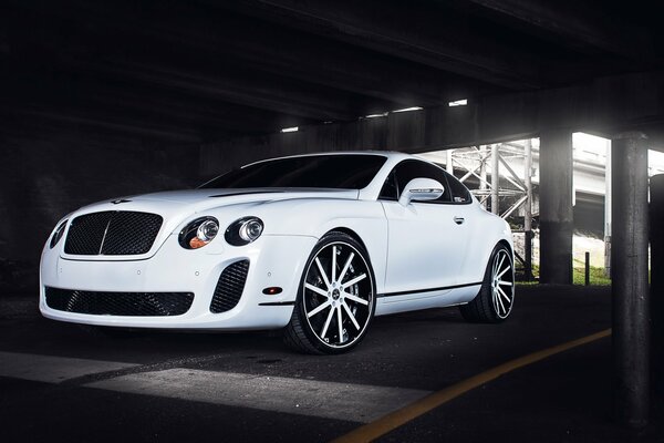 White car in the underground parking lot