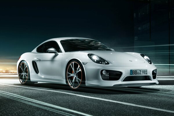 Porsche Cayman with a tuned front