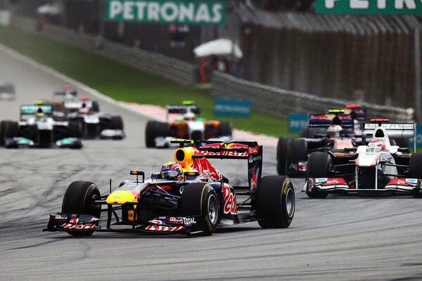 Cars on the track during the race