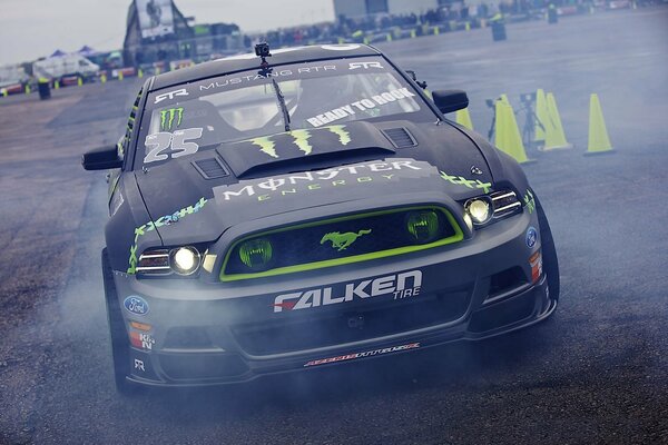 Ford Mustang car on drift