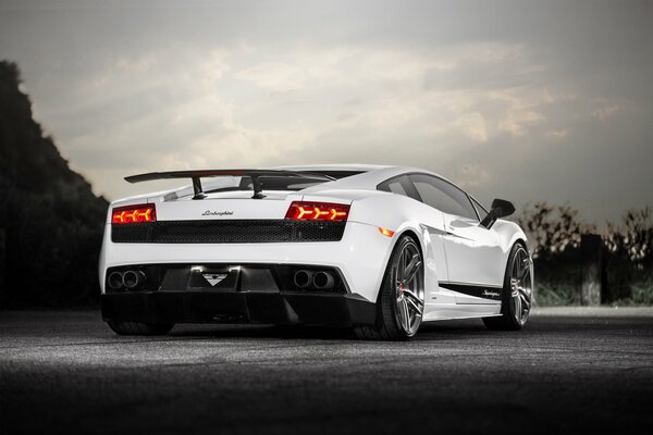 White sports car on asphalt