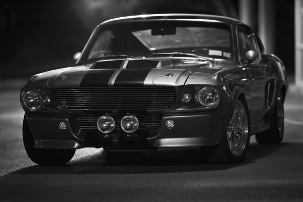 Ford Mustang czarno-białe zdjęcia