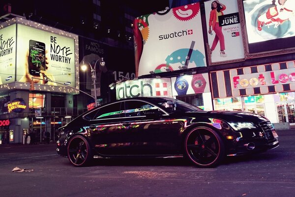 Audi a7 on the streets of the night city